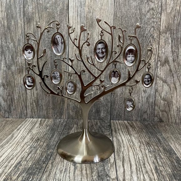Unbranded Accents New Inspirational Tree Photo Frame Silver Metal With Silver Hanging Frames